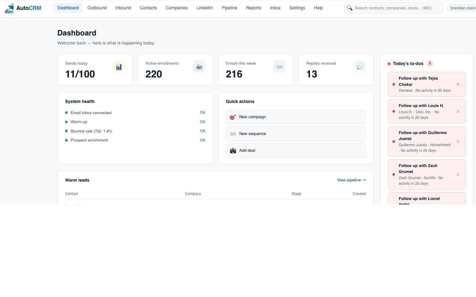AutoCRM screenshot
